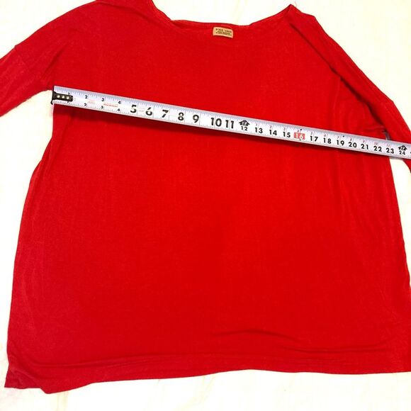 Piko 1988 Bamboo Stretch Blend Cherry Red Boat Neck Drop Shoulder Long Sleeve Sm - Picture 6 of 7